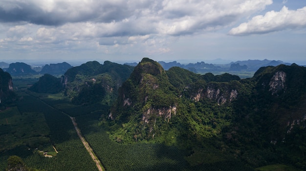 Aerial view landscape of  Mountain in Krabi Thailand