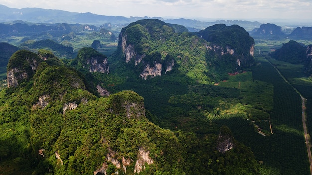 Aerial view landscape of  Mountain in Krabi Thailand