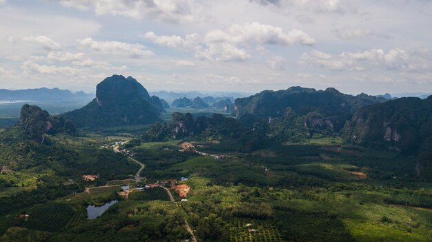 aerial view landscape of  Mountain in Krabi Thailand