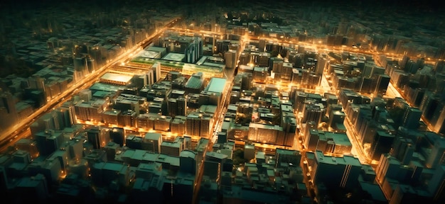 An aerial view of a large city