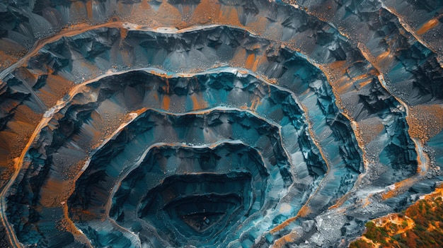 Photo aerial view of a large openpit mine