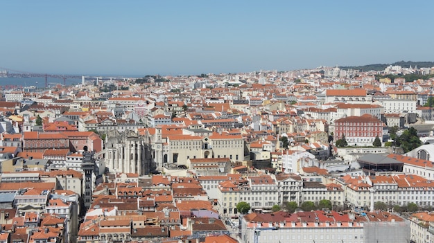 Aerial view of Lisbon view of Alfama Lisbon Portugal