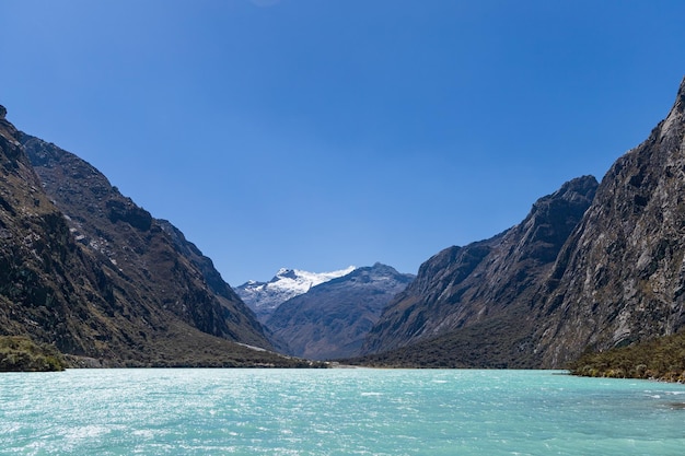 Aerial view of the Llanganuco Lagoon Ancash Peru