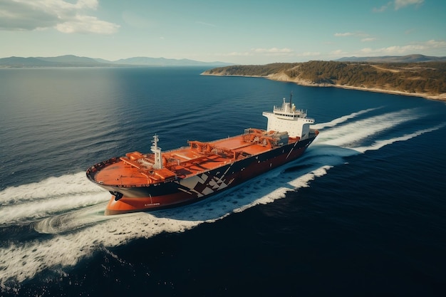 Aerial View of LPG Gas Ship Gas Carrier Gas Tanker AI