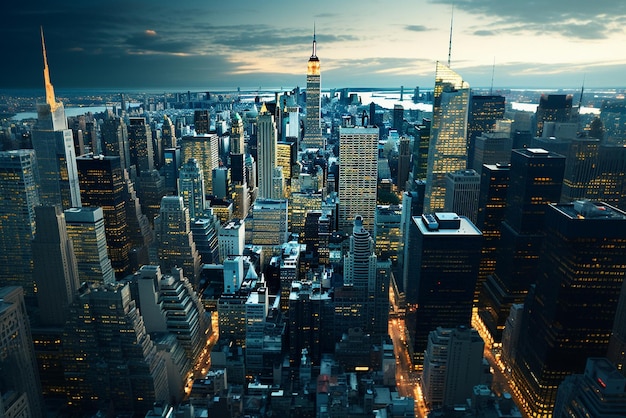 Aerial view of a major financial district showcasing the concentration of economic power