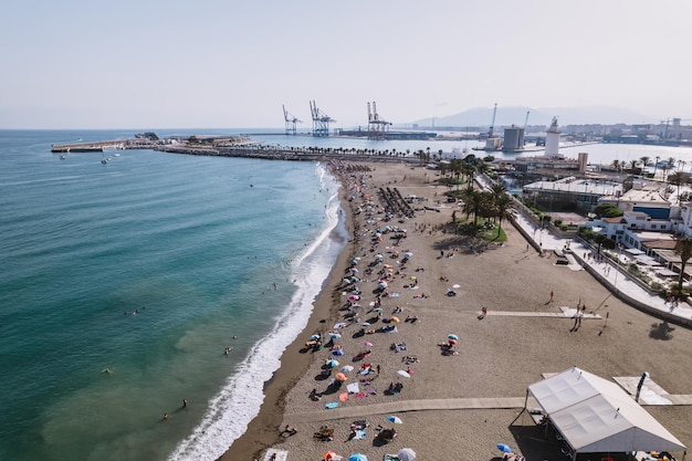 Aerial view of Malagueta Beach Malaga Spain