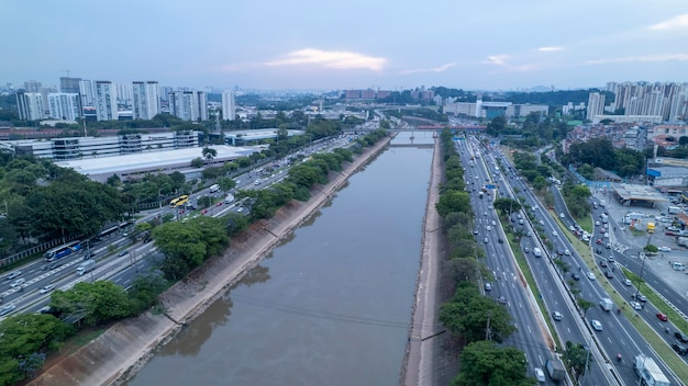 Aerial view of Marginal Tiete in the Freguesia Do O In Sao Paulo SP