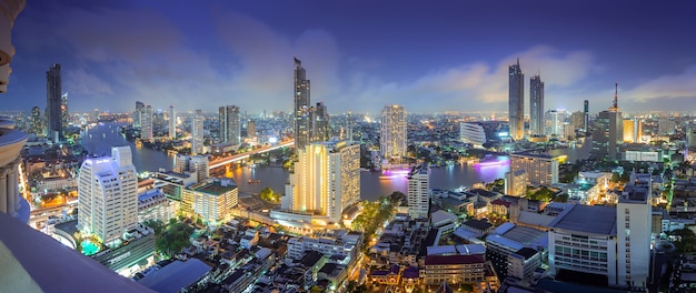 Aerial view of midtown in Thailand city with skyscrapers, buildings centers.