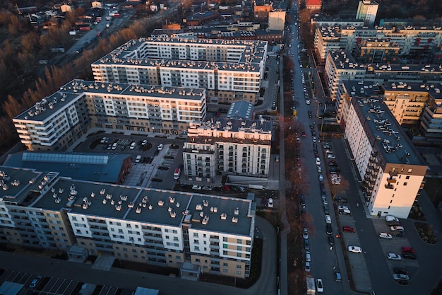 Aerial view of modern residential complex in european city