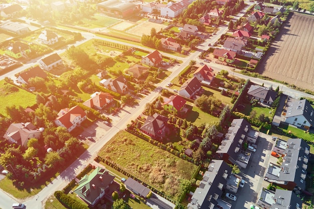 Aerial View of modern residential district in Europe city