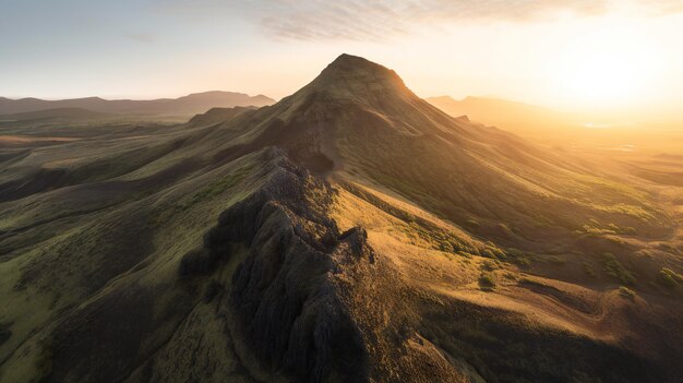 Aerial view of mountain at sunset with valley nature mountains