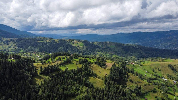 Aerial view of mountains landscape in Rodna mountains of Romania.