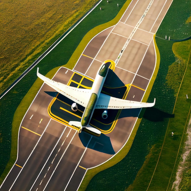 Aerial View of Narrow Body Aircraft Departing