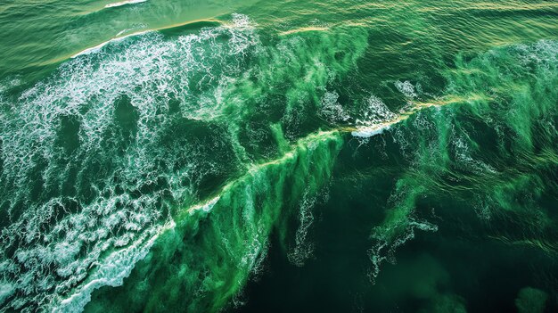 Photo aerial view of ocean waves crashing