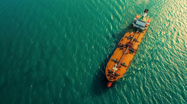 Aerial View of Oil and LPG Ship Tanker in Motion