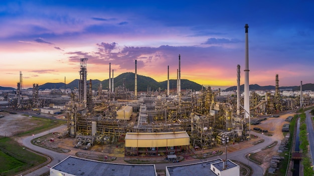 Aerial view of Oil refinery Panorama of Oil Industry