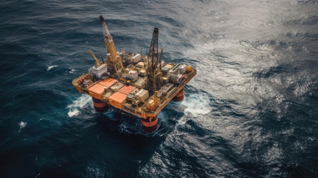 An aerial view of the oil rig