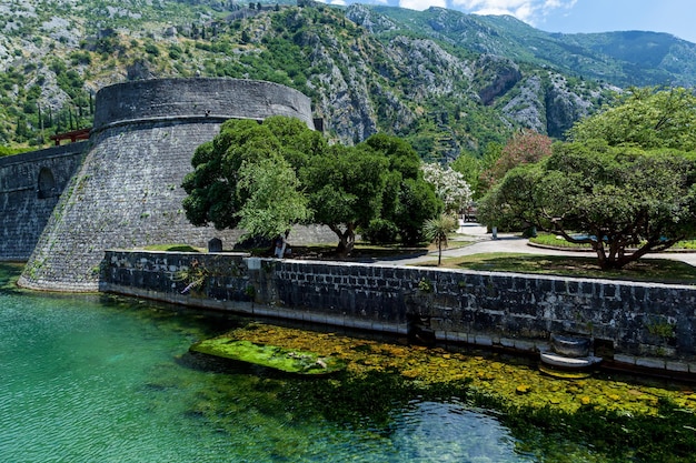 Aerial view of the old town of Kotor Montenegro