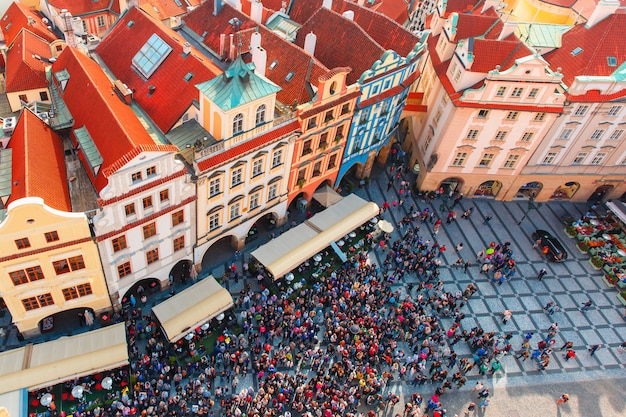 Aerial view over Old Town in Prague, Czech Republic