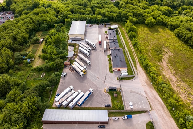 Aerial view on old truck parking