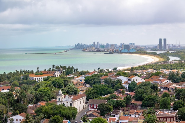 Aerial view of Olinda and Recife skyline Olinda Pernambuco Brazil