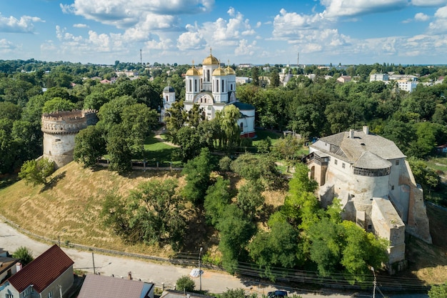 Aerial view of Ostroh Castle in Ostroh town Rivne region Ukraine