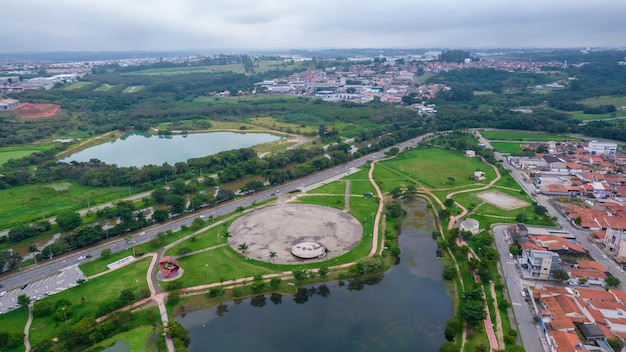 Aerial view of Parque das Aguas in Sorocaba Brazil