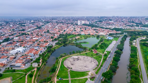 Aerial view of Parque das Aguas in Sorocaba Brazil