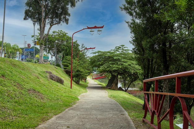 Aerial view of Parque Kasato Maru in Sorocaba Brazil