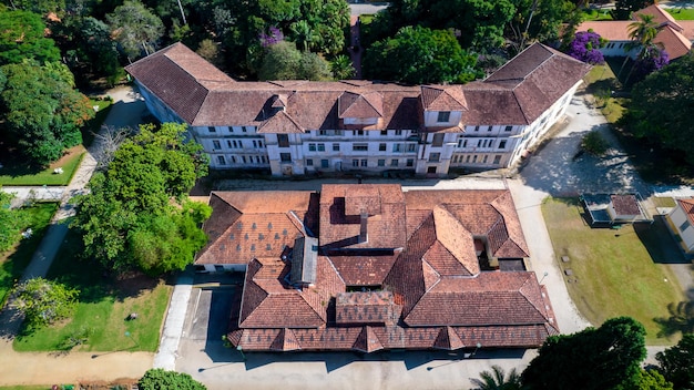 Aerial view of Parque Vicentina Aranha in Sao Jose dos Campos Brazil Chapel and Old Sanatorium