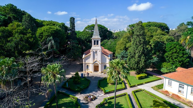 Aerial view of Parque Vicentina Aranha in Sao Jose dos Campos Brazil Chapel and Old Sanatorium