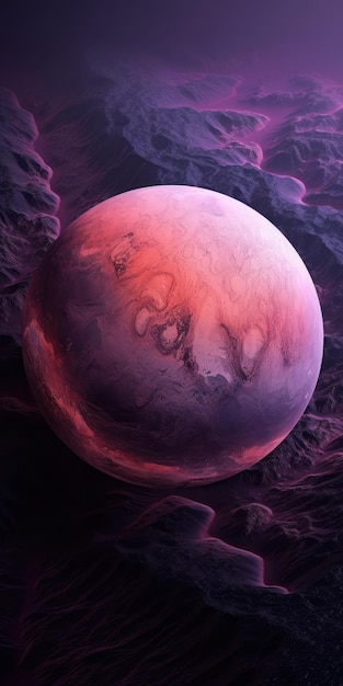 Aerial view of pastel pink planet Beautiful illustration picture Generative AI