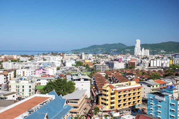 Aerial view of Patong city in Phuket Thailand Concept of apartments for rent in Phuket near sea