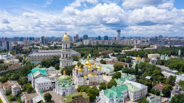 Aerial view of Pechersk Lavra in Kiev, Ukraine