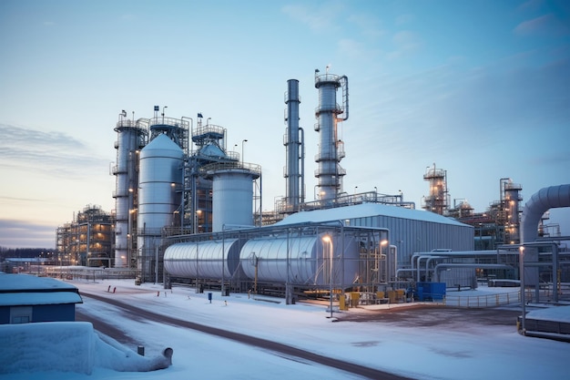 Aerial view of Petrochemical industry refinery in the morning background Energy Industrial plant oil