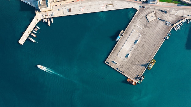 Aerial view of port for import and export and Logistics, big port of Ancona, Italy