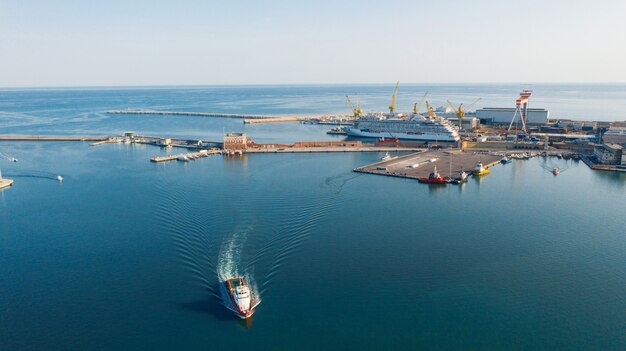 Aerial view of port for import and export and Logistics, big port of Ancona, Italy