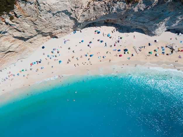 Aerial view of Porto Katsiki beach at lefkada island