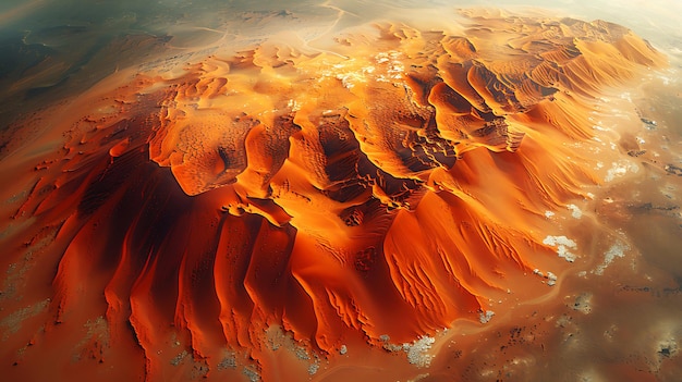 Photo aerial view of red sand dunes in the desert