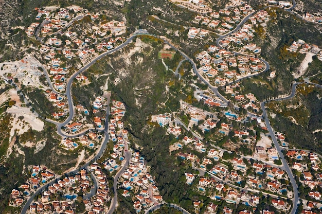 Aerial view of residential area