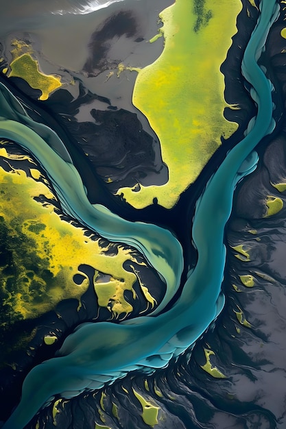 A aerial view of a river