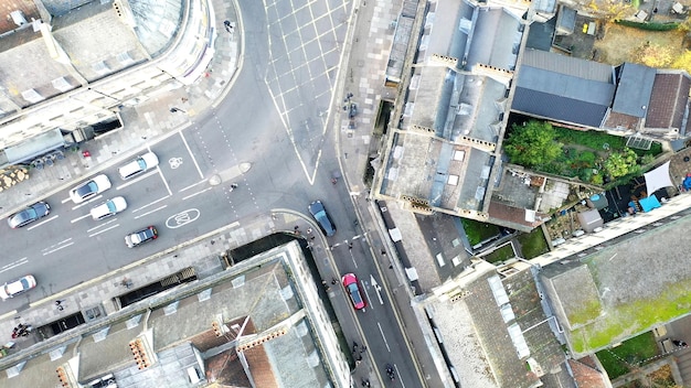 Aerial view of a road intersection in Bath UK