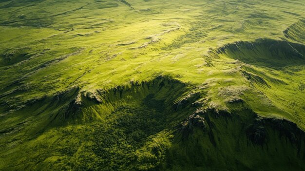 Photo aerial view of rolling green hills