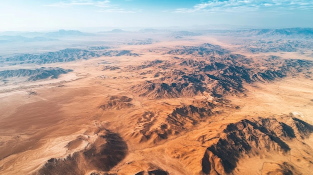 Photo aerial view of rugged mountain range in desert landscape