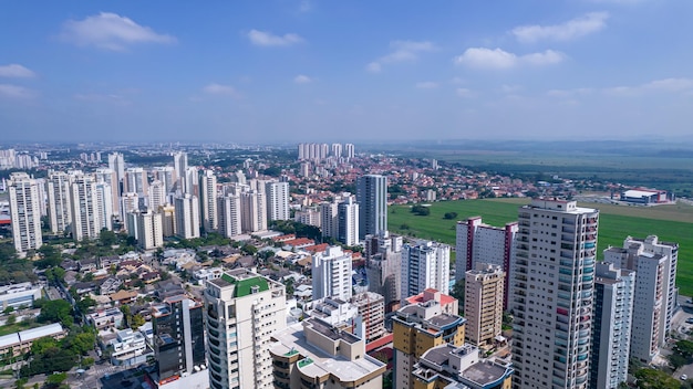 Aerial view of Sao Jose dos Campos Sao Paulo Brazil Ulysses Guimaraes Square With residential buildings in the background