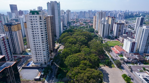 Aerial view of Sao Jose dos Campos Sao Paulo Brazil Ulysses Guimaraes Square With residential buildings in the background