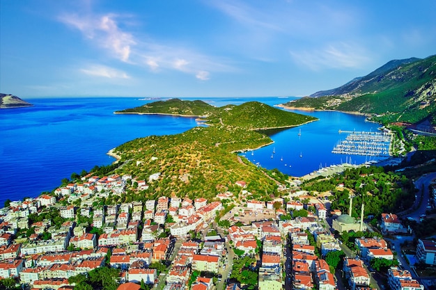 Aerial view of scenic beautiful riviera landscape