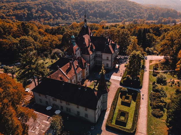 Aerial view of schonbrunn palace from above