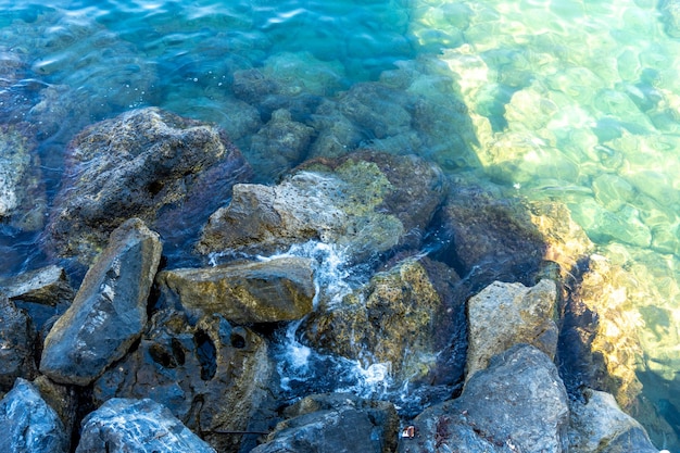 Aerial view of sea waves and fantastic coast