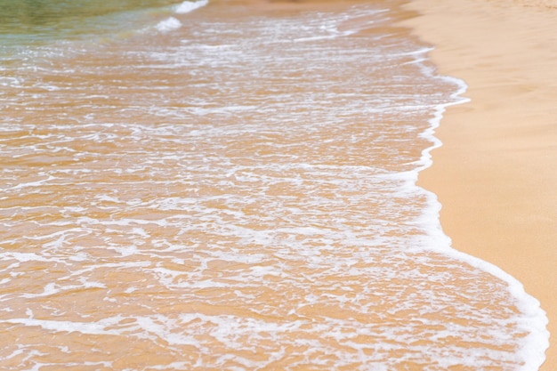 Aerial view of sea waves and sandy beach